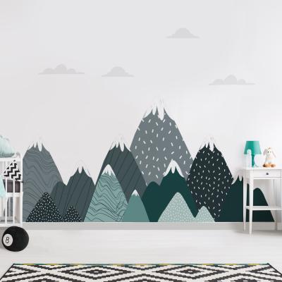 China Green Round Decorative Wall Stickers Fabric Funlife Sticker Mountain Skin and Stick Art Wall Sticker for Kids Bedroom for sale