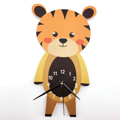 China Wholesale Antique Style Tiger 3d Cartoon Clock Kids Diy Wall Clocks For Living Room Diy Clock Home Decor Gift For Kids Size:56x50cm for sale