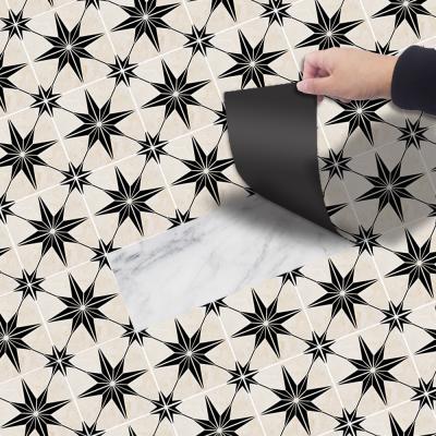 China Anti-slip 3d bathroom mosaic tile sticker FUNLIFE Astra tile floor sticker floor decor EWF013 for wood waterproof black peel and stick pattern home decoration for sale