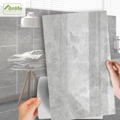 China WALL STICKER Funlife Peel And Stick Gray Marble Tile Self Adhesive Wall Sticker Roll Marble Wallpaper Removable Stickers For Bedroom for sale