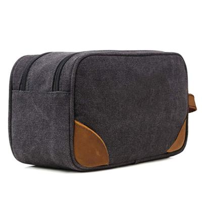 China Fashoion Low Moq Pouch Waxed Travel 2 Sided Empty Canvas Kit Men's Dopp Shaving Cosmetic Bag With Zipper for sale