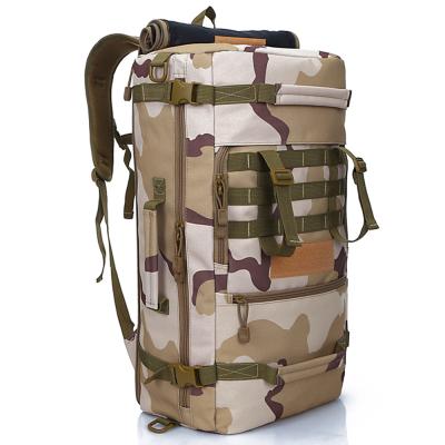 China 50L Long Canvas Fashion Black Military Army Medium Range Duffel Bag Tactical Backpack for sale