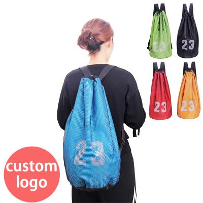 China Wholesale Waterproof Outdoor Gym Basketball Polyester Sports Bag String Drawstring Swimming Backpack for sale