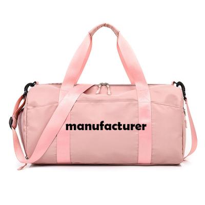 China Lady 2020 Women Fitness Dance Sneaker Pink Wet Dry Duffle Logo Gym Bags Sports Bag Custom Made With Shoe Compartment for sale