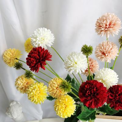 China Exclusively Handcrafted Handcrafted Exclusively Simulation 3 Heads Ajaniopsis Penicilliformis Wedding Home Decor Flowers Artificial Flower Silk Manufacturer for sale