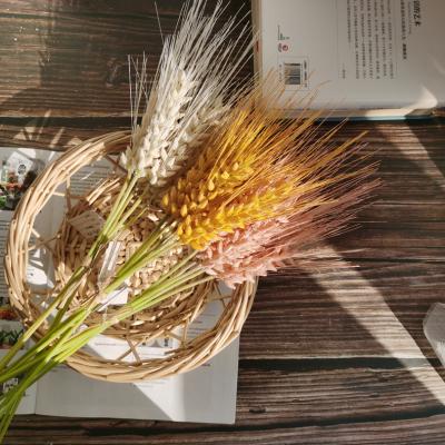 China Environmental protection artificial flower wheat green plastic bouquet for home decoration for sale