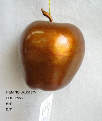 China Plastic Artificial Christmas Hanging Gold Plated APPLE Ornament For Home Decoration for sale