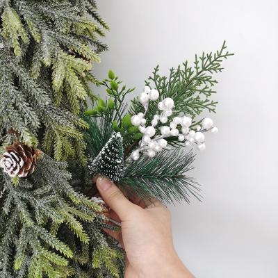 China 27CM Flower Plastic Artificial Decorative Christmas Tree Picks With White Berries for sale