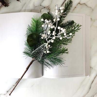 China Plastic Christmas Picks And White Artificial Pine Tree Needle Spray 44CM Christmas Indoor Decoration Sprayers for sale