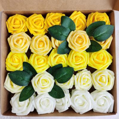 China home & Wedding Decoration DIY Wedding Decoration Flower 25PCS Artificial Roses Foam Flower Box For Wedding And Party for sale