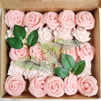 China home & Wedding Decoration Valentine's Day Wedding Decoration Artificial Flower 25 Pieces Luxury Rose Flower Box Set Asst Color for sale