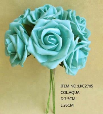 China Beautiful Wedding Colorful Artificial Decoration Iron Flower Stand PE Rose Flower Bouquets for sale