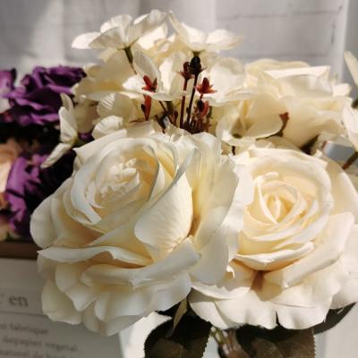 China home & Wedding Cheap Valentine's Day and Wedding Decoration Artificial Silk Roses 11heads Flower Branch for sale