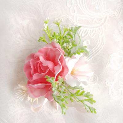 China home & Marry Popular Artificial Rose Wrist Corsage Decoration Flower Happy Wedding Bridesmaids Wedding Breastpin Channel Brooch Women for sale