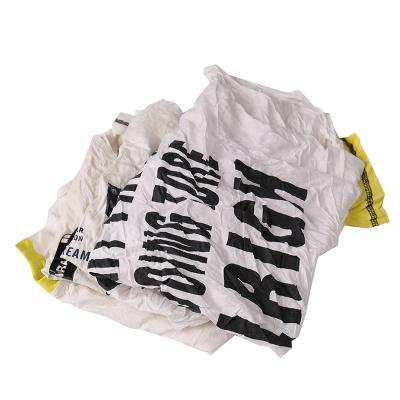 China Strong Oil&Water Absorption Ability Strong Oil&Water Absorption Ability Industrial Used White Color Printed T Shirt Cotton Rags Pure Cotton Machine Cleaning Wiping Rags for sale