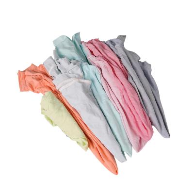 China Strong Oil&Water Absorption Ability Strong Oil&Water Absorption Ability High Quality 35-55 35-60cm Used Light Color Cotton T-shirt Rags  Cleaning Rags Light Mix Colors T Shirt Rags for sale