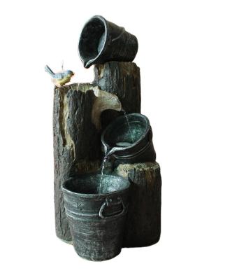 China Traditional Resin Water Fountains Woodland Bucket and Urn Solar On Demand Waterfall Fountain for sale