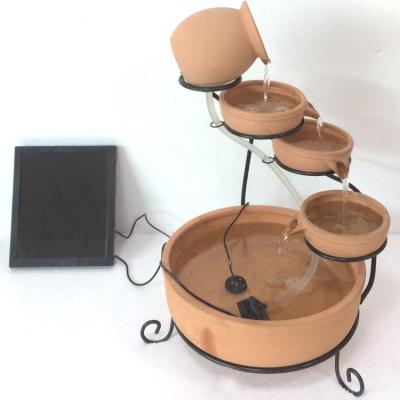 China Solar Powered Outdoor Ceramic Terracotta Waterfall Waterfall Fountain for sale