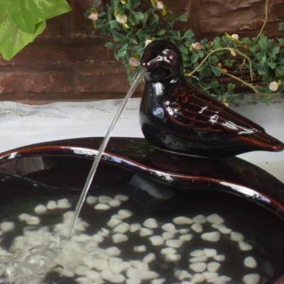 China F207R Waterproof Solar Ceramic Bird Bath Water Fountain in Garden Ornaments for sale