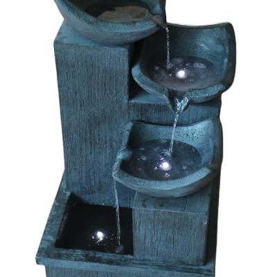 China Polyresin Solar Resin 3 Tiers Pots Waterfall Garden Fountain Outdoor for sale