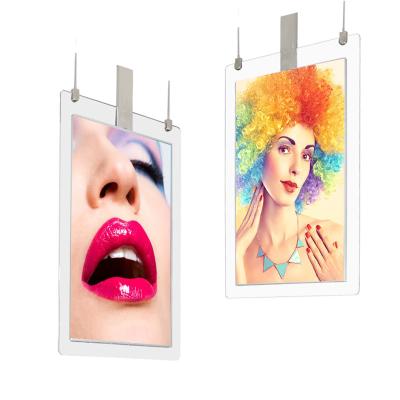 China 43/49/55 Inch Indoor Shop Window Show High Brightness Ceiling Hanging Monitor Advertising Digital Signage Double Side LCD for sale