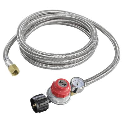 China Liquefied Gas Propane High Pressure Adjustable Regulator With Pressure Gauge Stainless Steel Braided Hose for sale