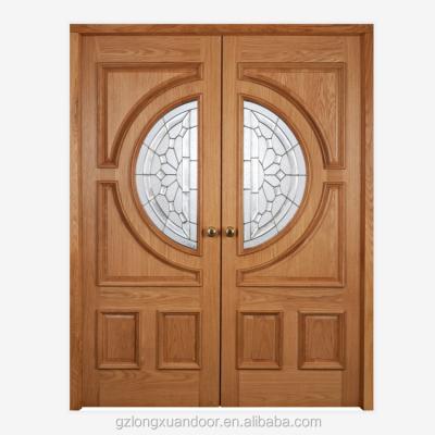 China Traditional Empress Wooden Fancy Glass Front Entry With Window Double Door Front Entry for sale