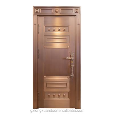 China Modern Exterior Metal Double Main Door , Brown Steel Copper Color Security Doors for sale