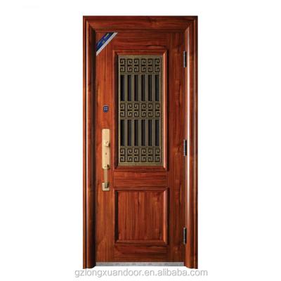 China 2021 modern new security door designs korean style security 304 stainless marble steel with glass safe doors for sale