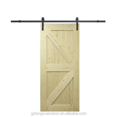 China Interior Rustic Pine Style Knotty Pine Shed Barn Door Rustic Unfinished Solid Wood Fir Door for sale