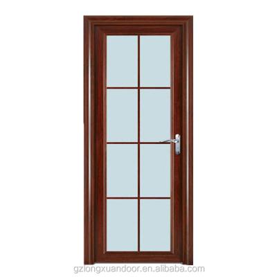 China Traditional Glass Insert Door Frosted Tempered Glass Toilet Solid Wood Bathroom Doors for sale