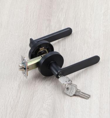 China 2020 Modern Best Selling Luxury Zinc Alloy Lever Handle Door Lock For Interior Rooms Door Handle Matte Glass Black for sale