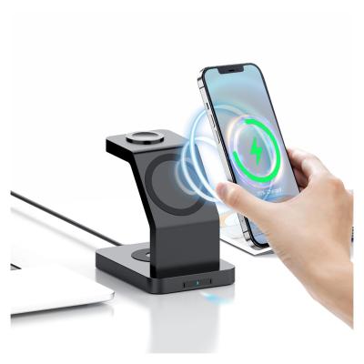 China 15W QI 23W Wireless Charging Multifunctional 3 in 1 Magnetic Wireless Charger Portable Charging Dock for Phones and Apple Watch for sale