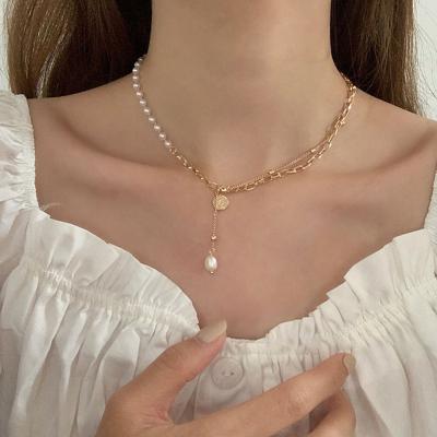 China Best Selling Dongdaemun TRENDY Manufacturer Fashion Pendant Chain Simple Personality Design Pearl Clavicle Necklace for sale