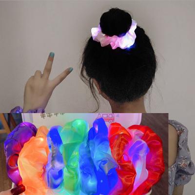 China Fashionable Hair Accessories Women Designer Hair Band LED Ties Satin Elastic Hair Scrunchies for sale