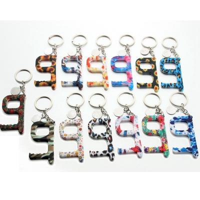 China Hot selling Acylic Amazon door opener tool hook lift button isolation EDC contactless door opener acrylic key chain for sale