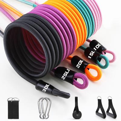 China Polyester Fabric 5 Fitness Workout Exercise Resistance Bands Set With Density Foam Grips Legs Ankle Straps For Muscle Training Pull Rope for sale