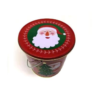 China Gift Packing Custom Packing Round Christmas Food Grade Metal Gift Tin Ice Bucket for sale