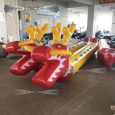 China Popular Commercial Rental Dragon Theme PVC Banana Boat Inflatable Towable Boat Inflatable Dragon Banana Boat for sale