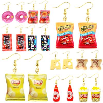 China Cute Earring For Women Resin Drop Funny Cheese Chips Food Snacks French Fries Girls Eardrop Cute Handmade Custom Gift for sale