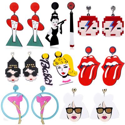 China Drop Fashion Earrings Women Cute Sweet Bar For Party Ears Cute Funny Lovely Hip Hop Acrylic Girls Dangle Earrings Cartoon for sale