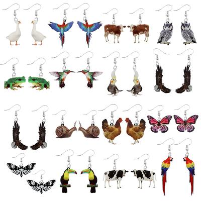 China Women Cute Earring Customized Custom Girls Gift Acrylic Cute Funny Cute Kids Wholesale Eardrop Animal Rabbit Parrot Bird Frog Butterfly for sale