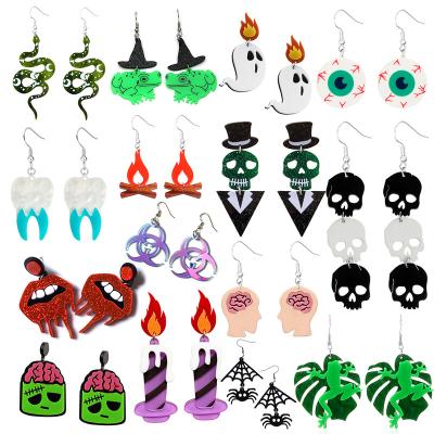 China Punk Earrings For Halloween Girls Women Creativity Creativity Cute Special Scary Frog Ghost Hip Hop Exaggeration Bat Skeleton Spider for sale