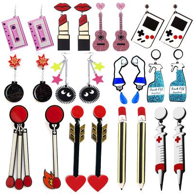 China Cute Dangle Earrings For Women Acrylic Ear Drop Eye-Catching Punk Cosplay Jewelry For Party Exaggerated Halloween Vinyl for sale