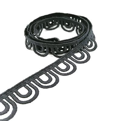 China 2021 sustainable customized newstyle black white embroidery lace trim band for sale