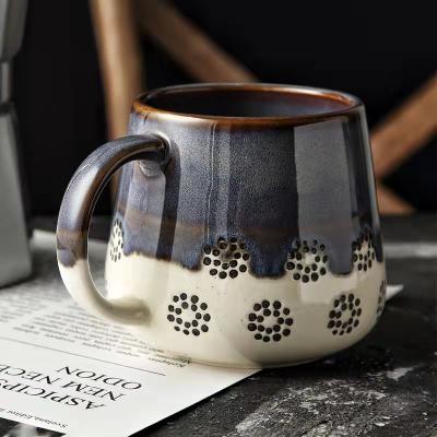 China Single Ear Milk Breakfast Color Hand Mug Coffee Lovers Ceramic Coffee Mug Nordic Creative Raw Mug Striped Viable Pottery Wholesale for sale