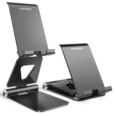 China Adjustable Fully Foldable Thick Aluminum Desktop Cradle Mobile Phone Increase Mobile Phone Stand Holder with Anti-Slip Base for sale