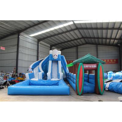 China Inflatable Water Slide Bounce Double Slide Water Bounce Houses With Pool Bounce House With Double Slide for sale