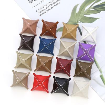 China PU Coat Button Decoration Viable Leather Square Buttons For Sewing On Garment for sale