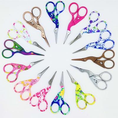 China Scissors Clay Scissors Paper-cutting Cross Stitch Crane Retro Stainless Steel Scissors DIY Embroidery Scissors for sale